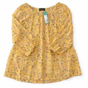 Papermoon Yellow Patterned Blouse NWT Size L